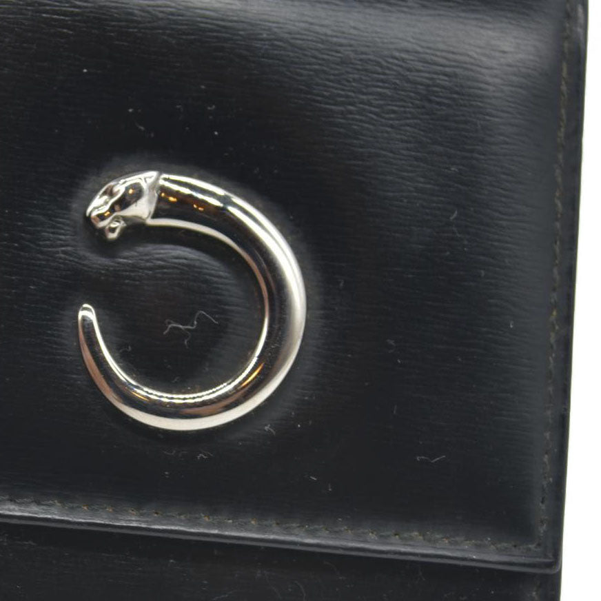 $760 Cartier Leather Compact Wallet Black CONSIGNMENT