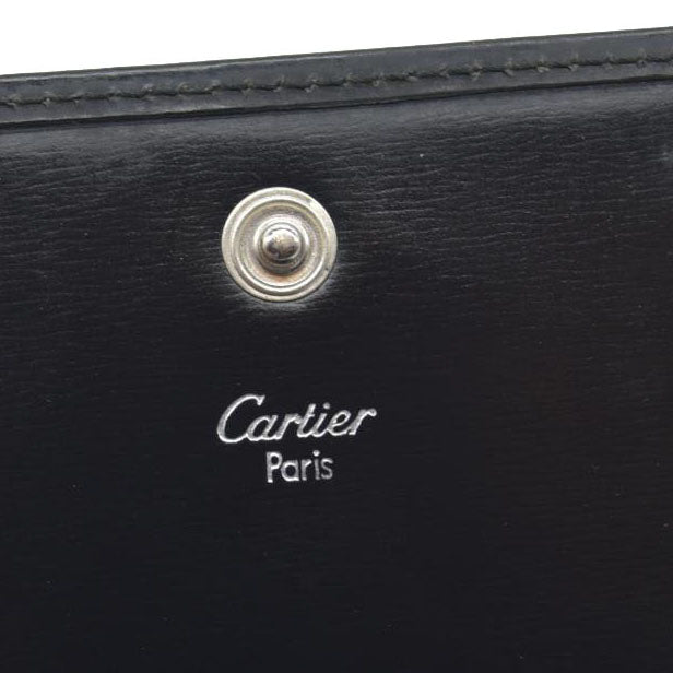 $760 Cartier Leather Compact Wallet Black CONSIGNMENT