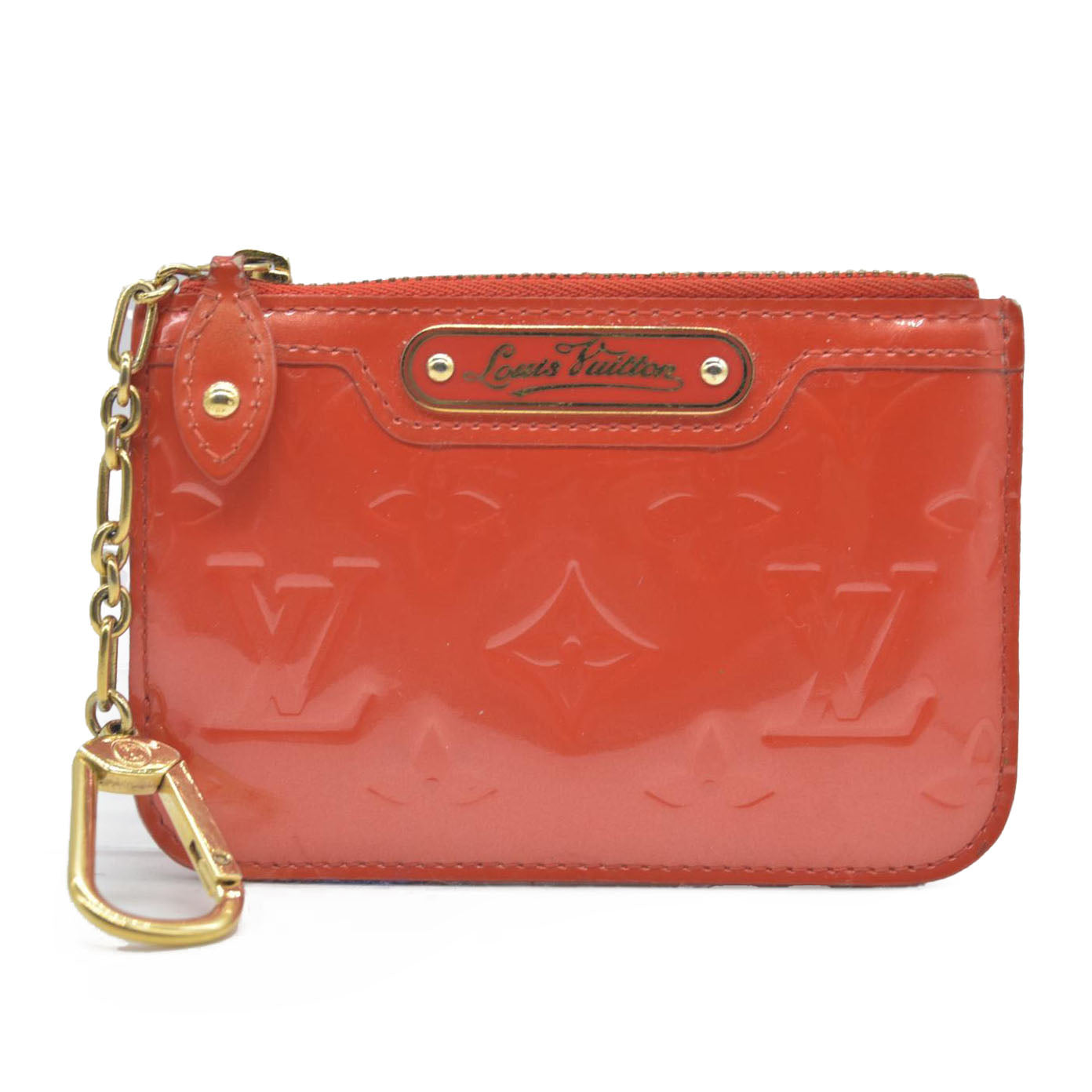 $390 Louis Vuitton Vernis Key Pouch Pomme D'Amour CONSIGNMENT