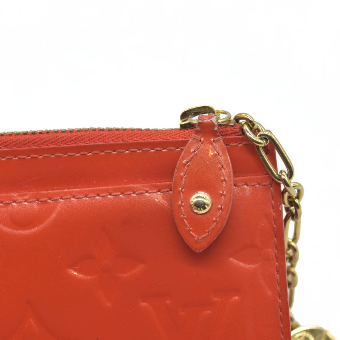 $390 Louis Vuitton Vernis Key Pouch Pomme D'Amour CONSIGNMENT