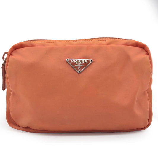 $695 Prada Nylon Vela Cosmetic Pouch Orange CONSIGNMENT