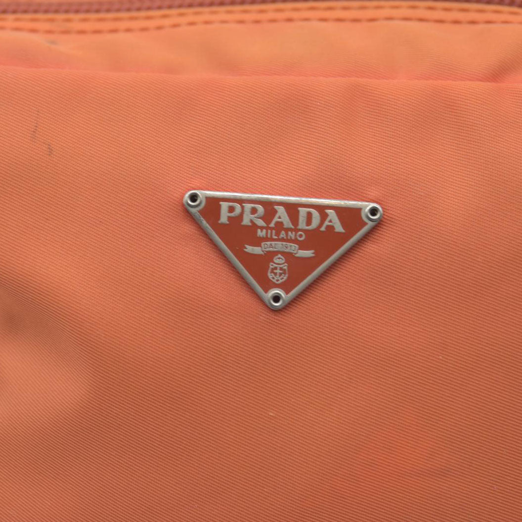 $695 Prada Nylon Vela Cosmetic Pouch Orange CONSIGNMENT