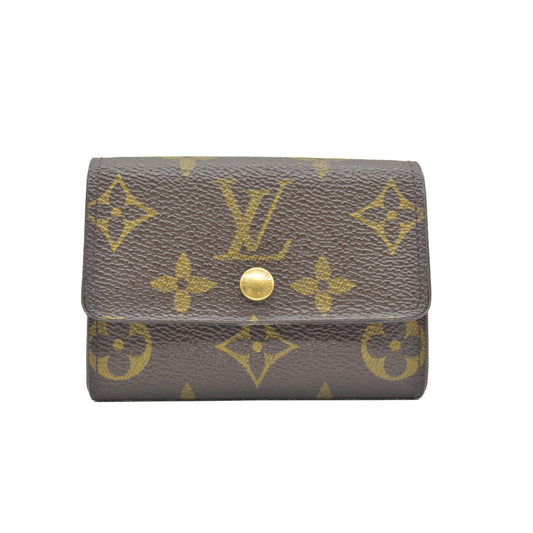 $435 Louis Vuitton Monogram Porte Monnaie Plat Coin Purse Wallet MI1002 CONSIGNMENT