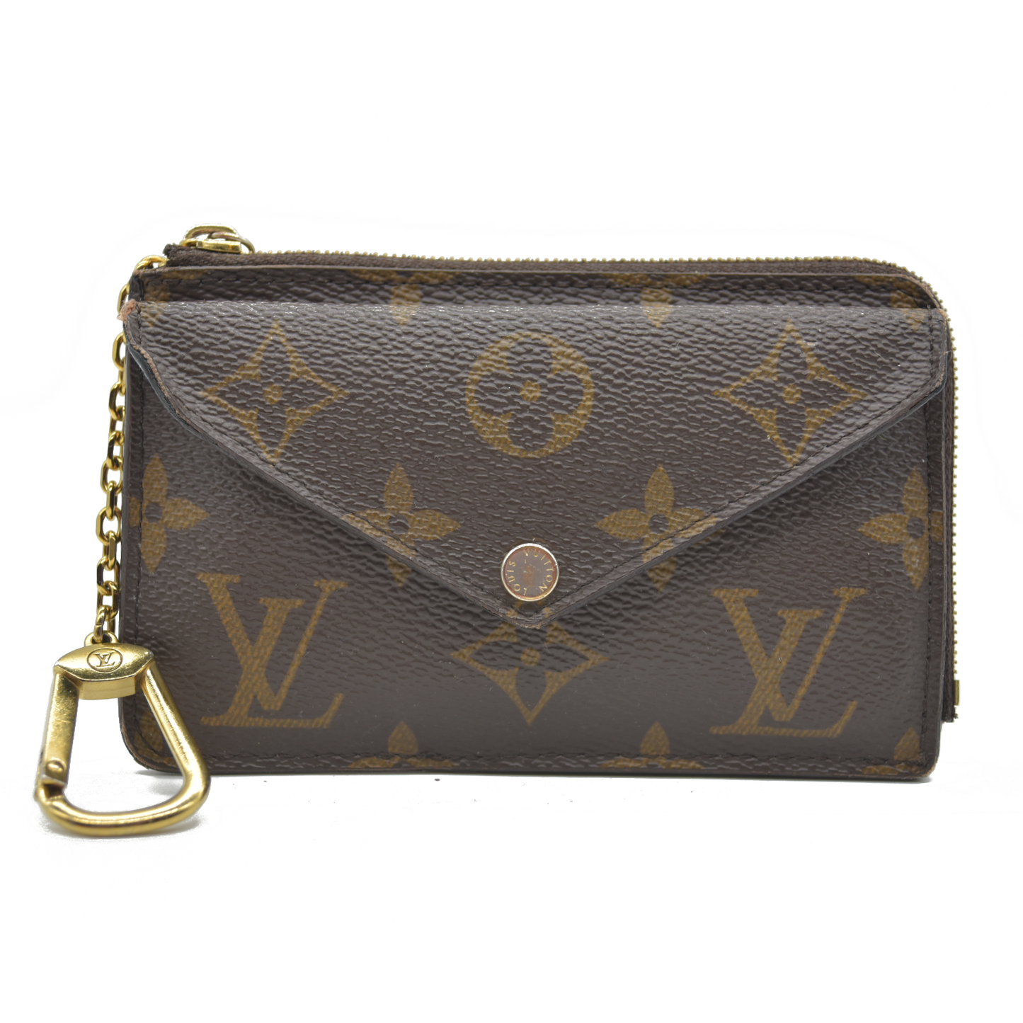 $675 Louis Vuitton  Monogram Recto Verso Card Holder Black RFID Damaged Key Ring