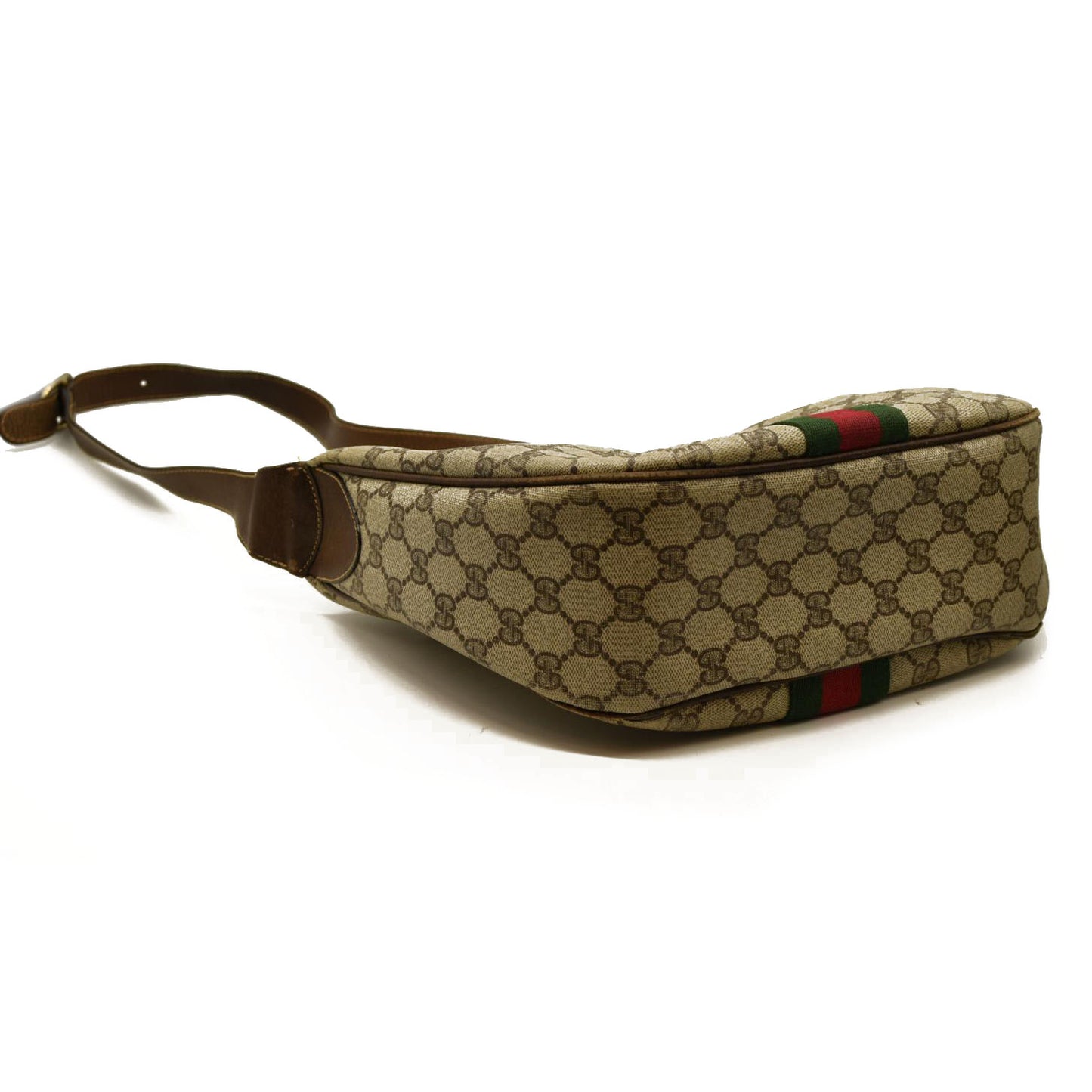 Gucci  GG Supreme Monogram Web Small Ophidia Half Moon Hobo Brown