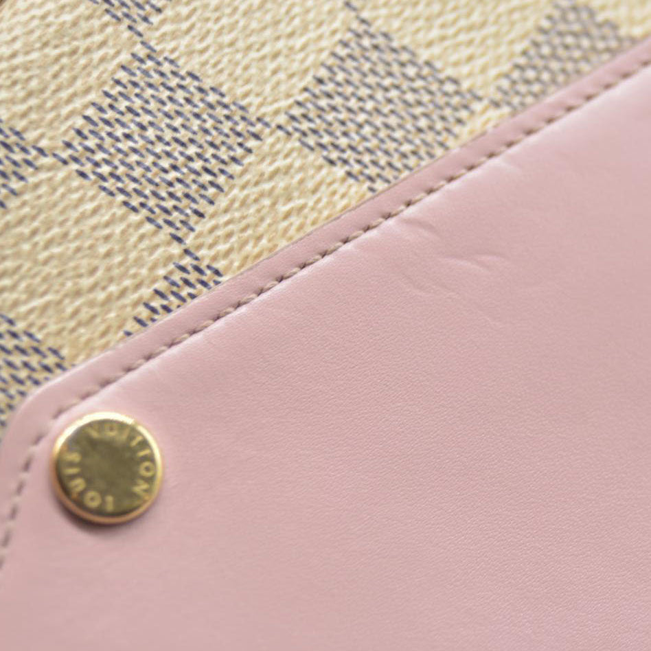 AUCTION $1720 Louis Vuitton  Damier Azur Calfskin Pochette Felicie Eau De Rose