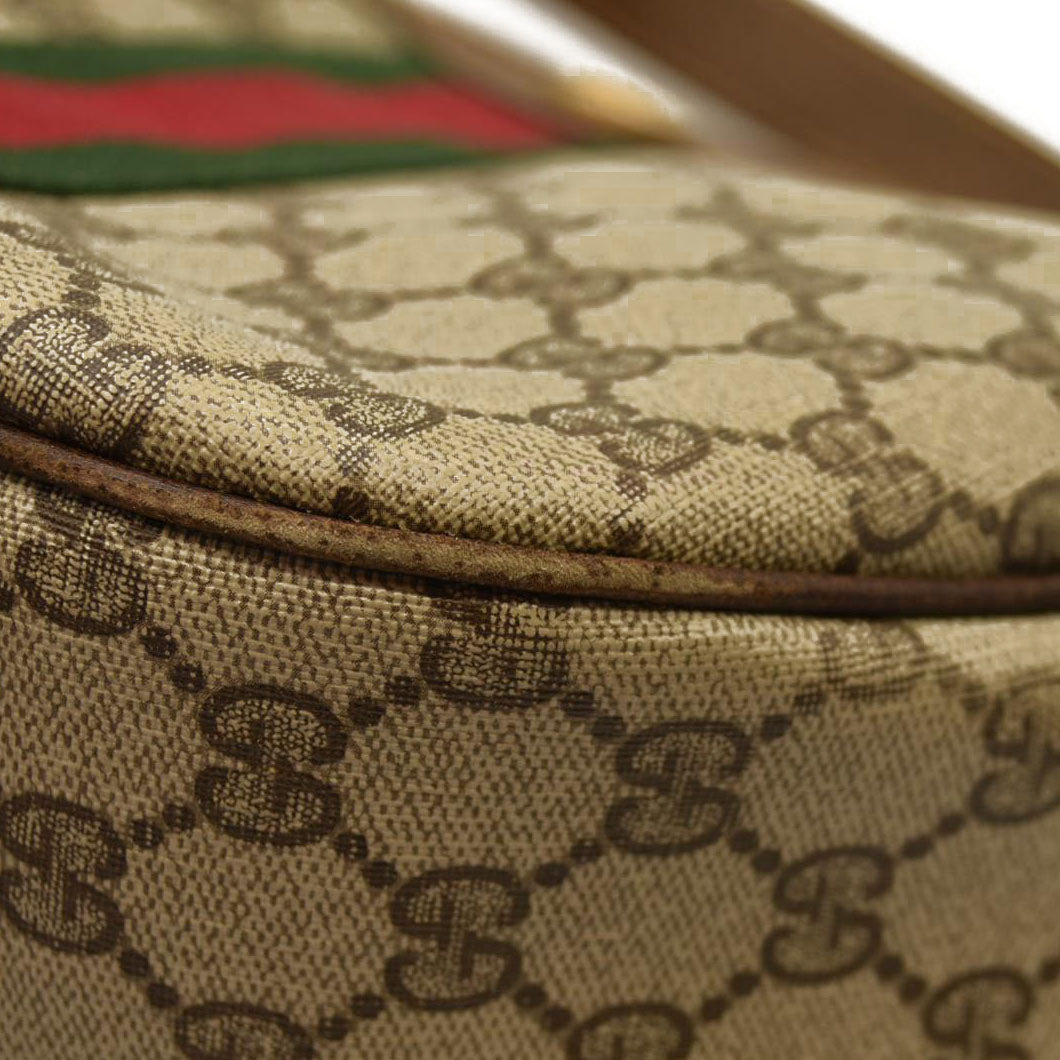 Gucci  GG Supreme Monogram Web Small Ophidia Half Moon Hobo Brown