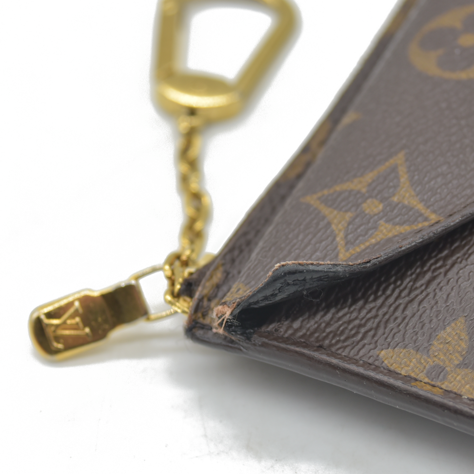$675 Louis Vuitton  Monogram Recto Verso Card Holder Black RFID Damaged Key Ring
