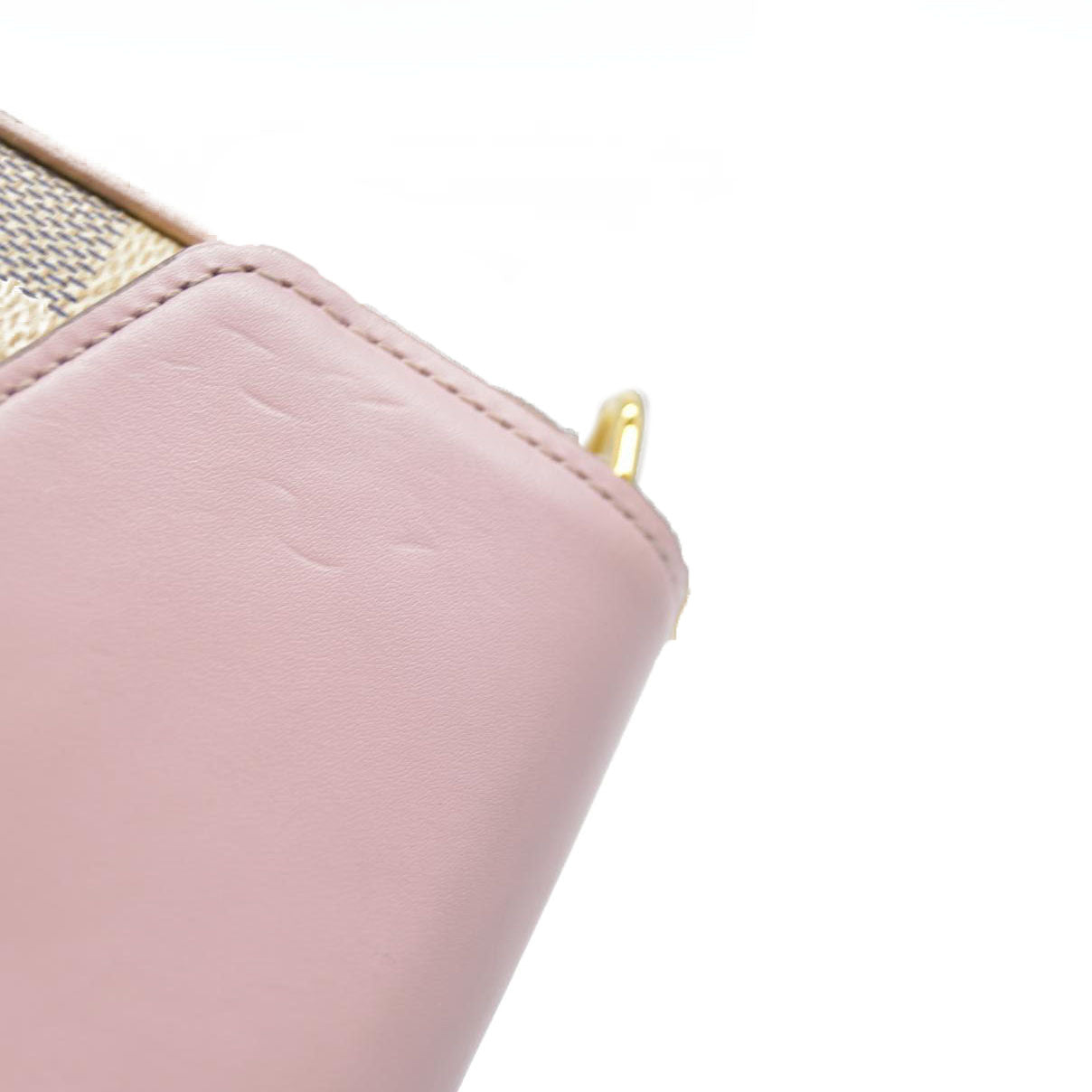 AUCTION $1720 Louis Vuitton  Damier Azur Calfskin Pochette Felicie Eau De Rose