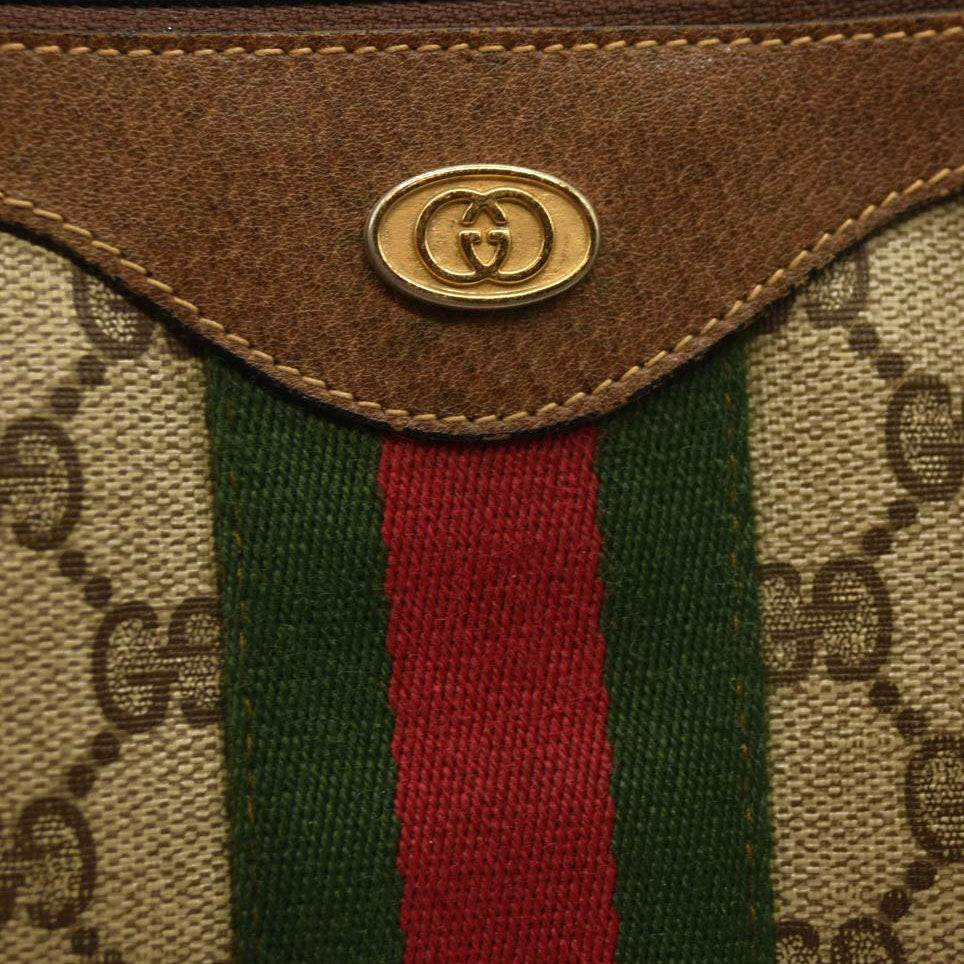 Gucci  GG Supreme Monogram Web Small Ophidia Half Moon Hobo Brown