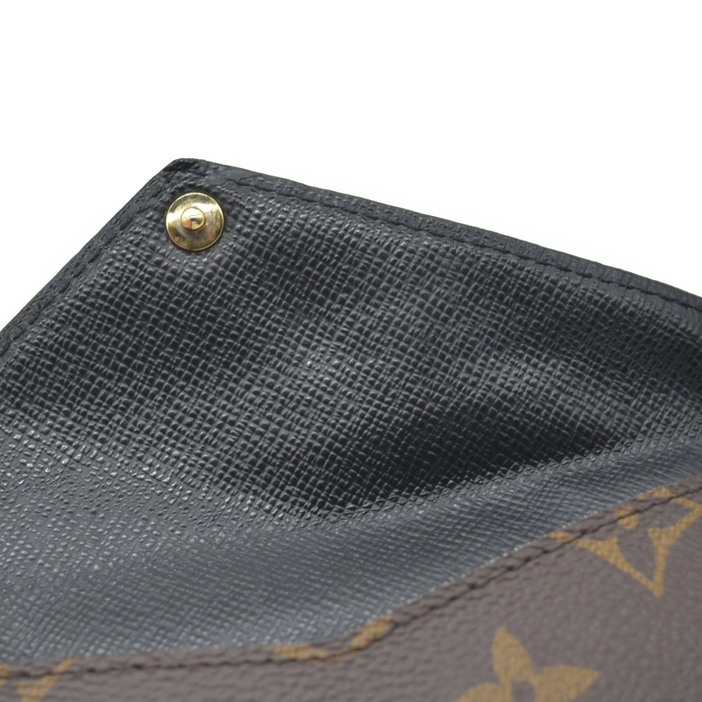 $675 Louis Vuitton  Monogram Recto Verso Card Holder Black RFID Damaged Key Ring