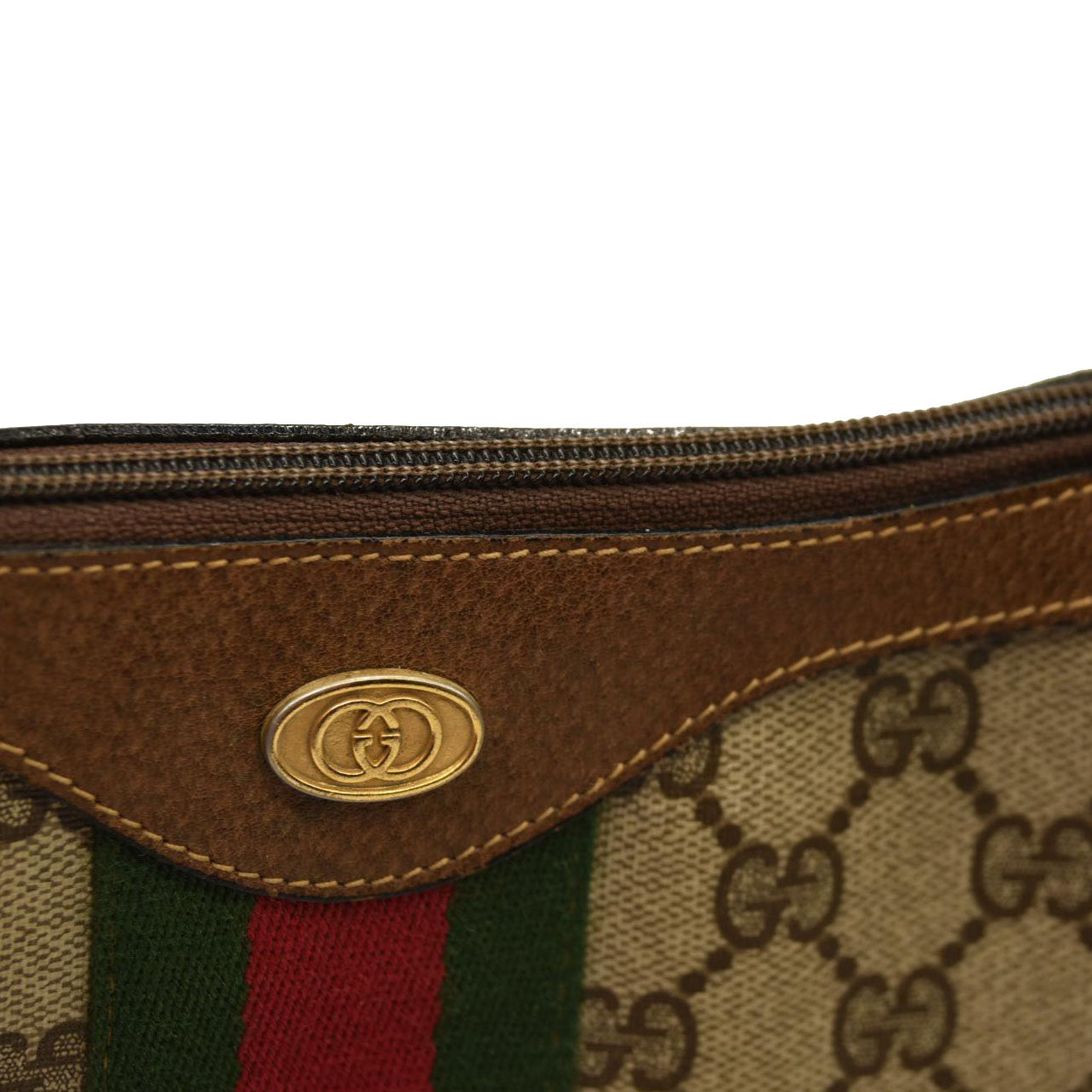 Gucci  GG Supreme Monogram Web Small Ophidia Half Moon Hobo Brown