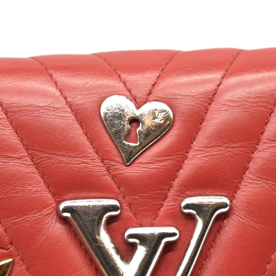 LOUIS VUITTON Calfskin Love Lock New Wave Chain PM Scarlet