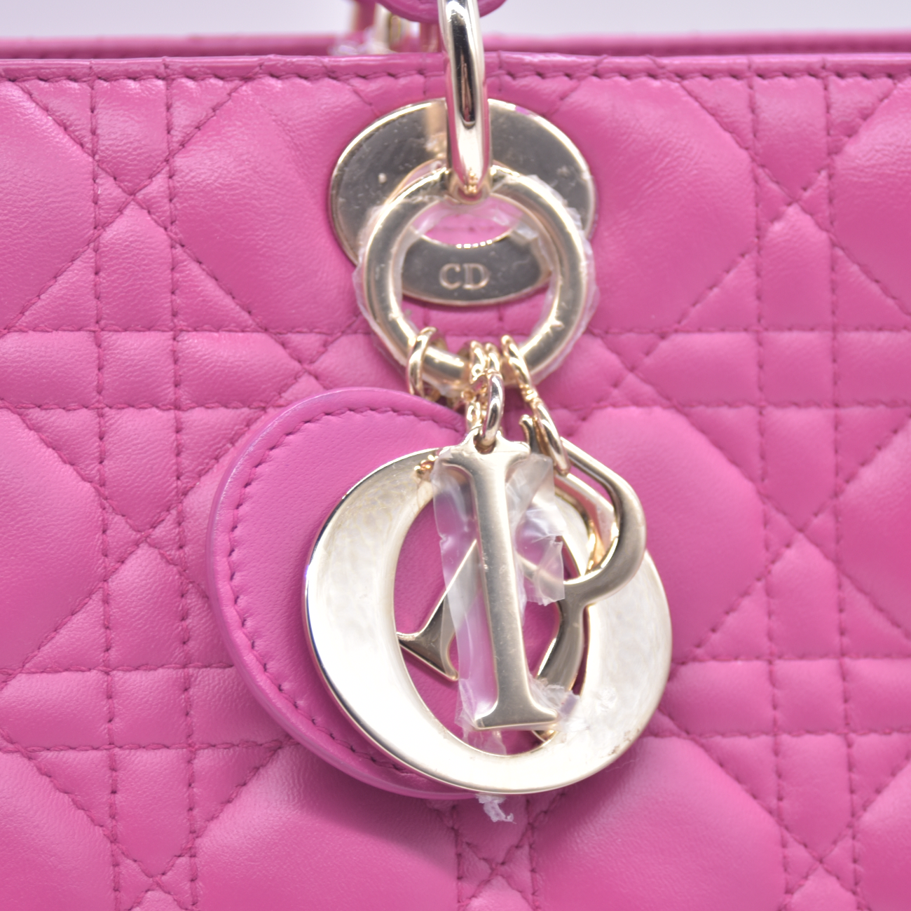 $7000 Christian Dior Lambskin Cannage Large Lady Dior Fuchsia CONSIGNMENT