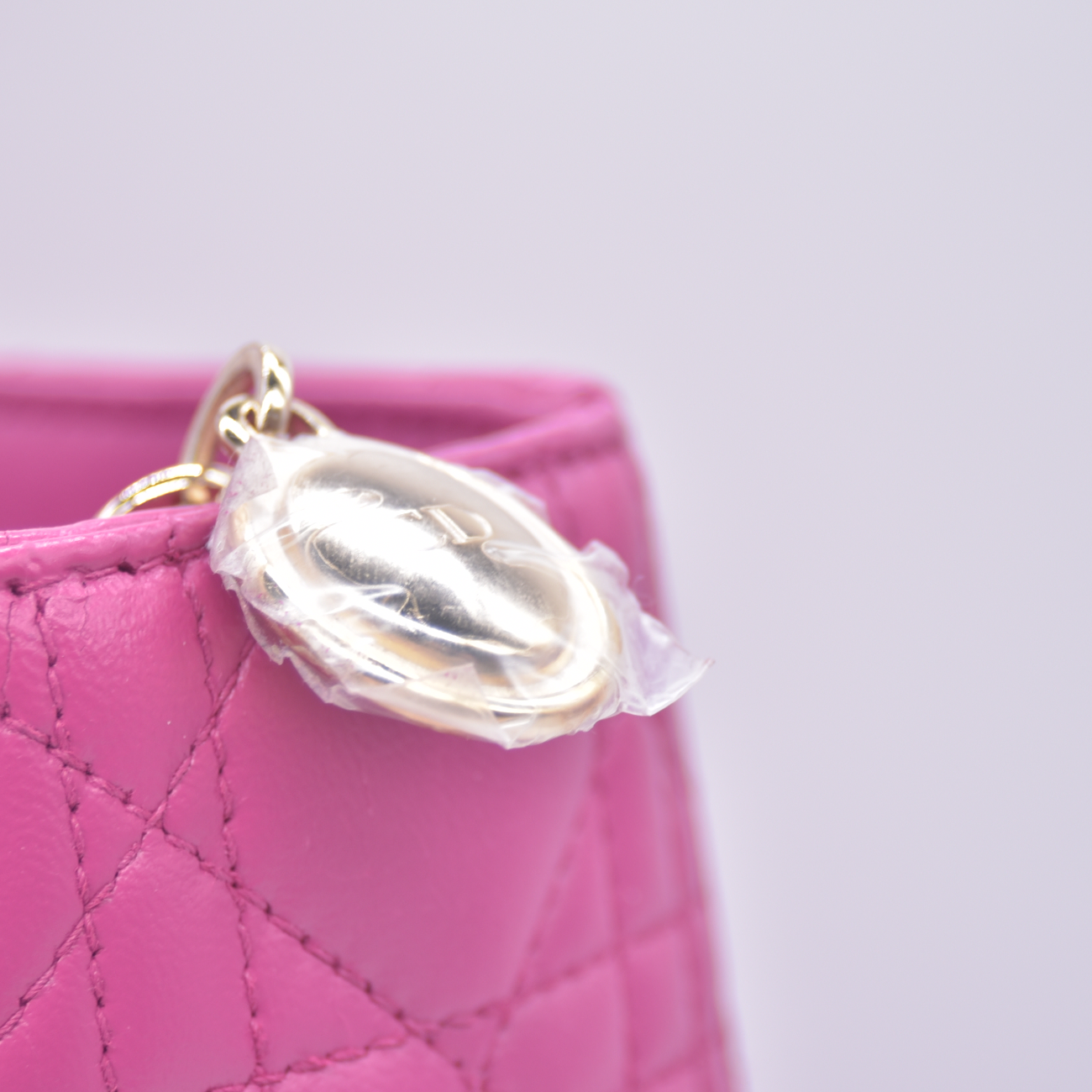 $7000 Christian Dior Lambskin Cannage Large Lady Dior Fuchsia CONSIGNMENT