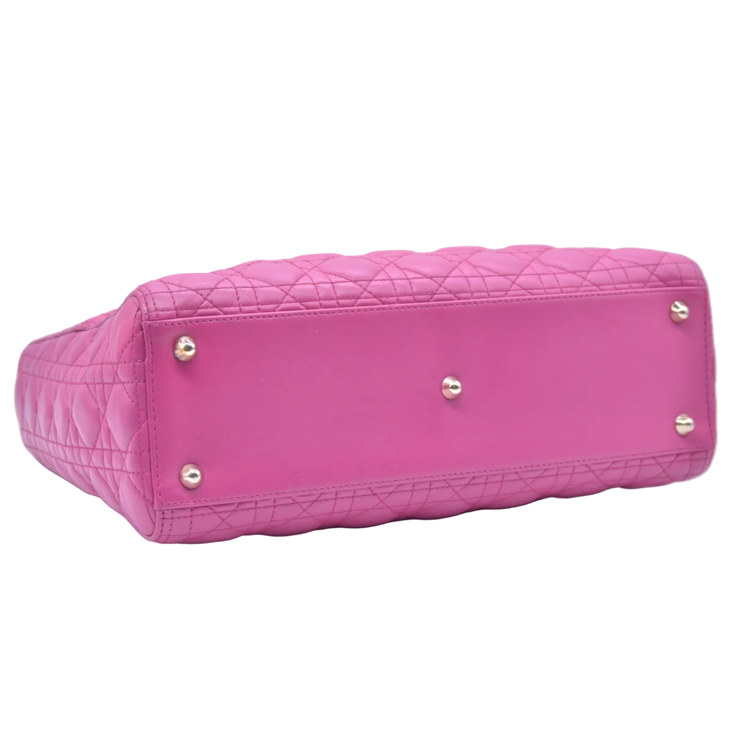 $7000 Christian Dior Lambskin Cannage Large Lady Dior Fuchsia CONSIGNMENT