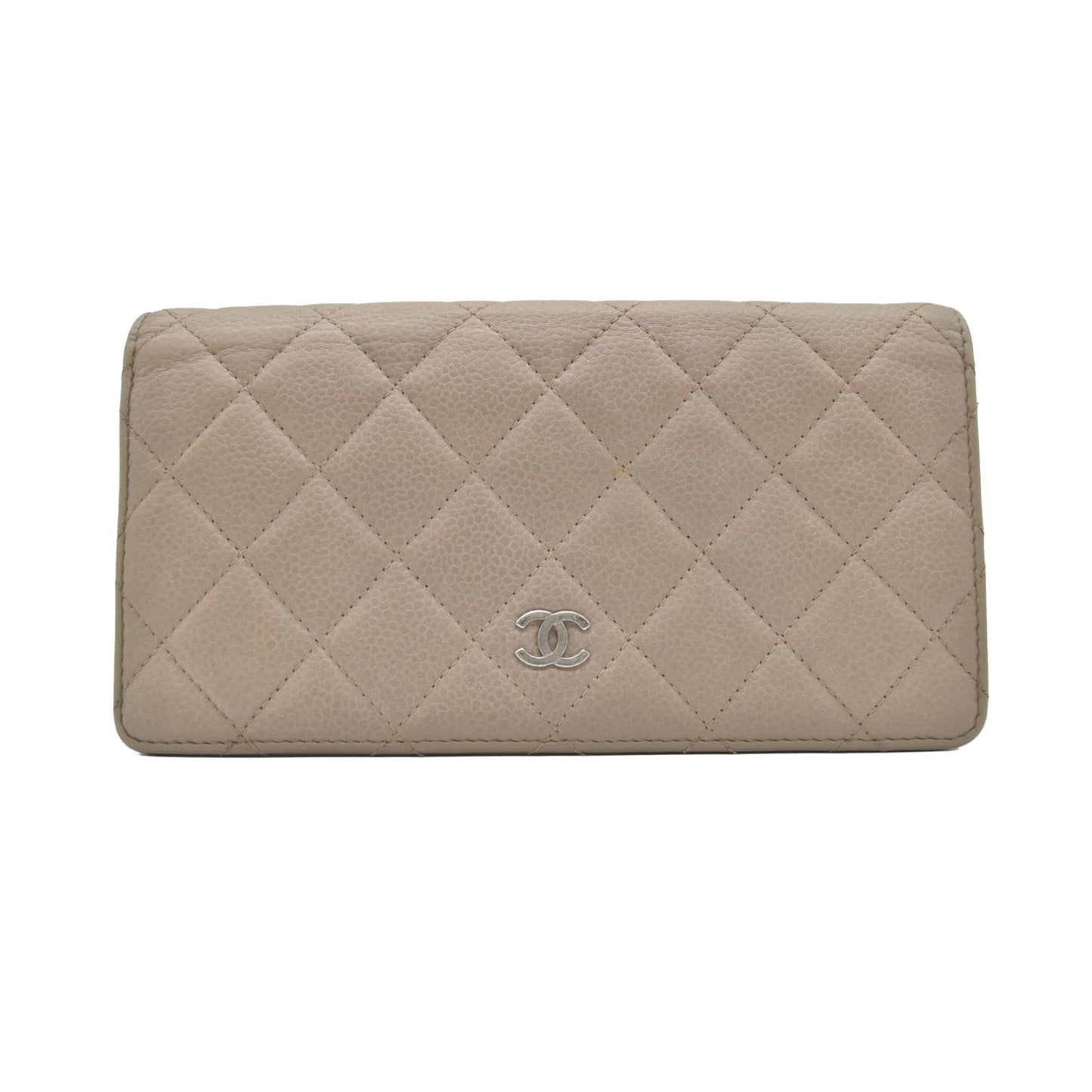 $900 2010 Chanel Caviar Yen Bifold Wallet Beige CONSIGNMENT