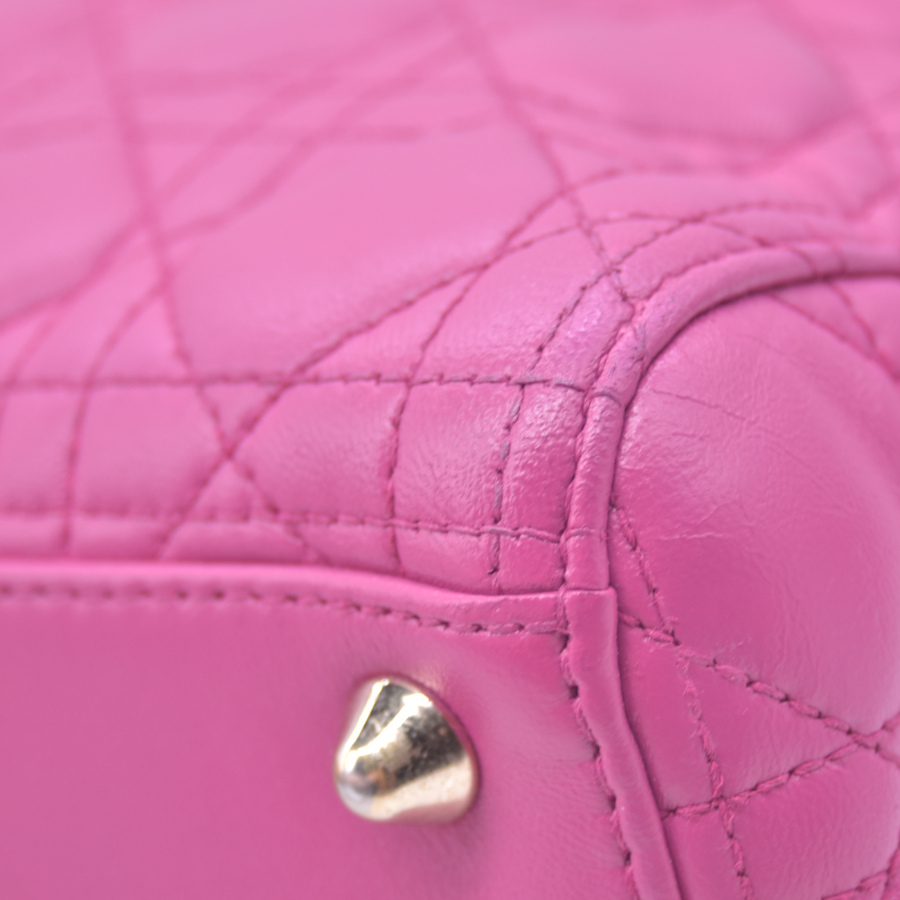 $7000 Christian Dior Lambskin Cannage Large Lady Dior Fuchsia CONSIGNMENT