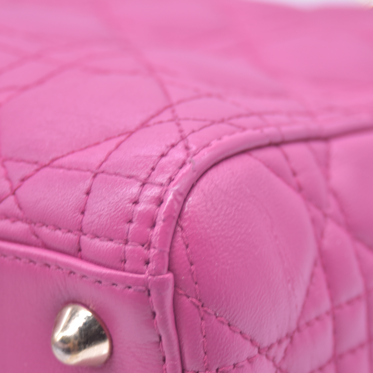 $7000 Christian Dior Lambskin Cannage Large Lady Dior Fuchsia CONSIGNMENT