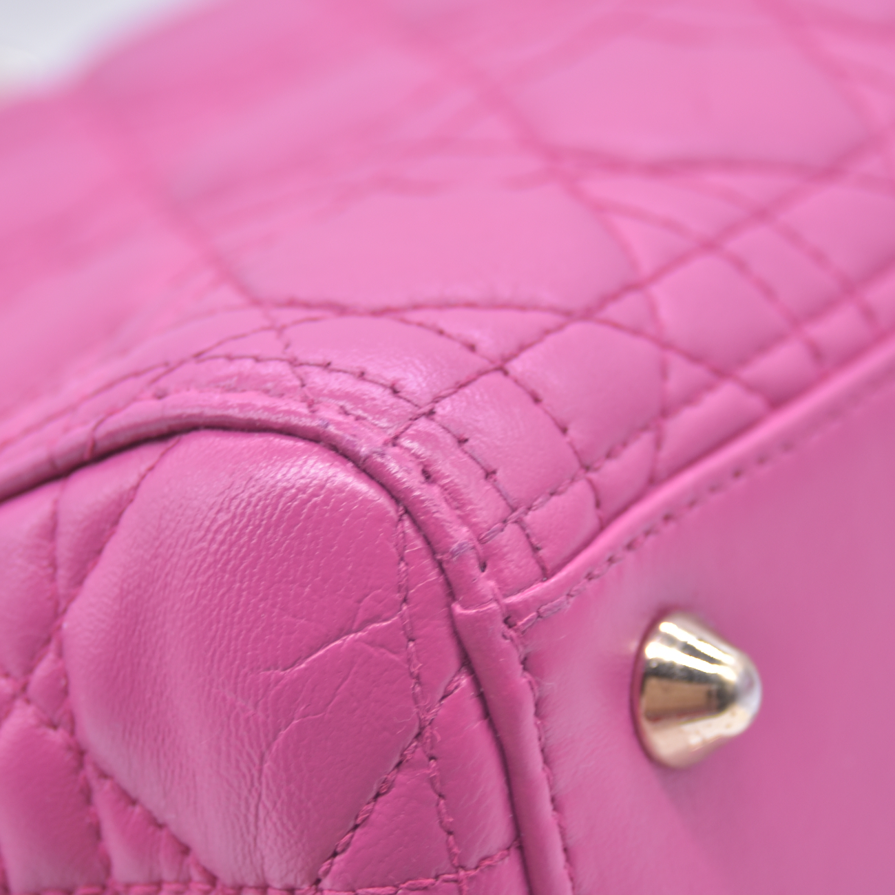 $7000 Christian Dior Lambskin Cannage Large Lady Dior Fuchsia CONSIGNMENT