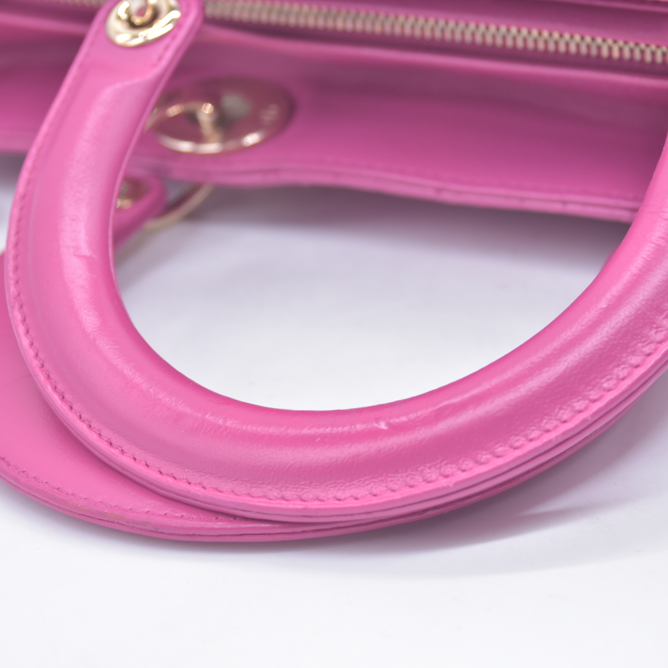 $7000 Christian Dior Lambskin Cannage Large Lady Dior Fuchsia CONSIGNMENT