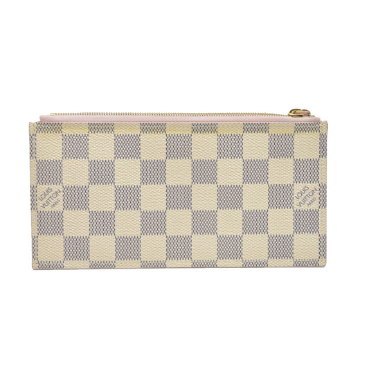 Louis Vuitton  Damier Azur Felicie Chain Wallet Zippered Insert Rose Ballerine
