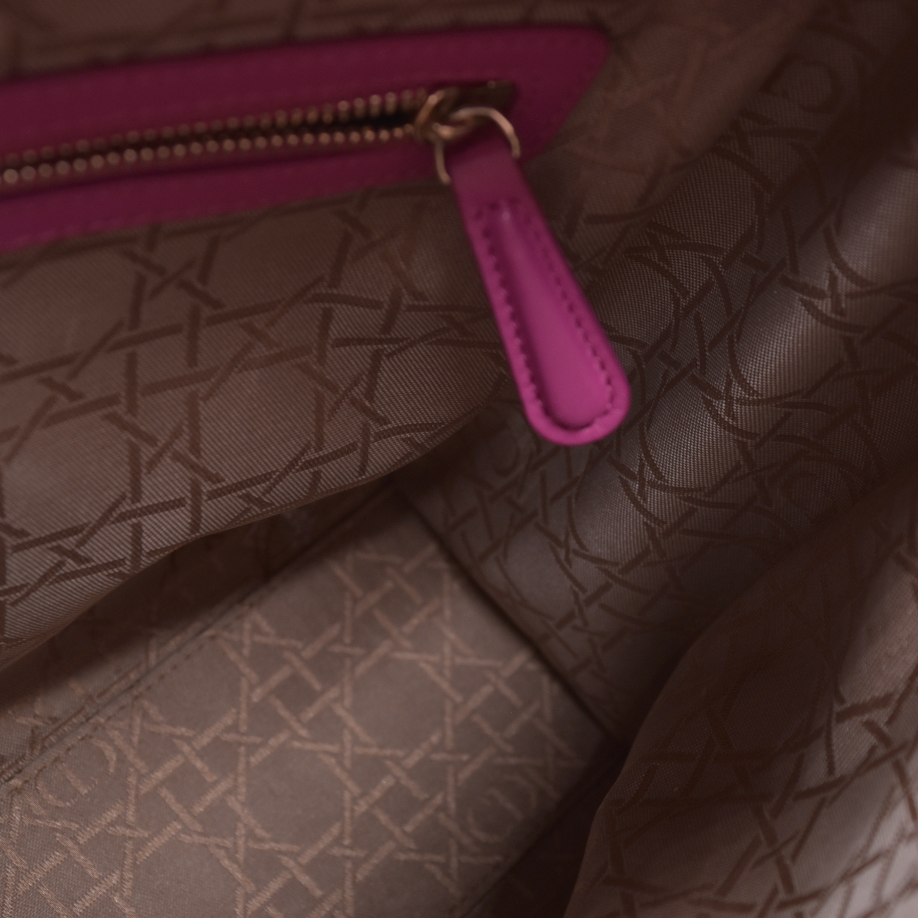 $7000 Christian Dior Lambskin Cannage Large Lady Dior Fuchsia CONSIGNMENT