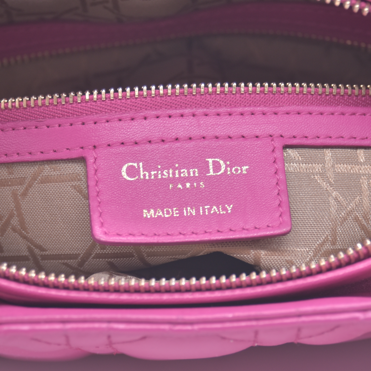 $7000 Christian Dior Lambskin Cannage Large Lady Dior Fuchsia CONSIGNMENT