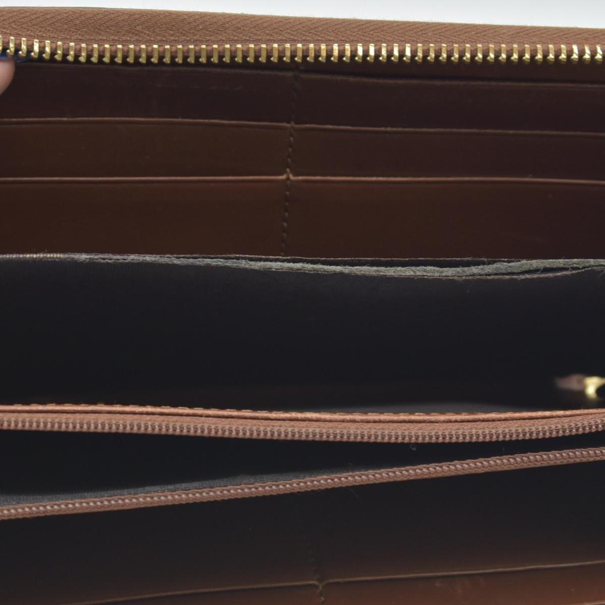 Gucci GG Supreme Monogram Cuoio Toscano Zip Around Wallet Beige Ebony Cuir CONSINGMENT