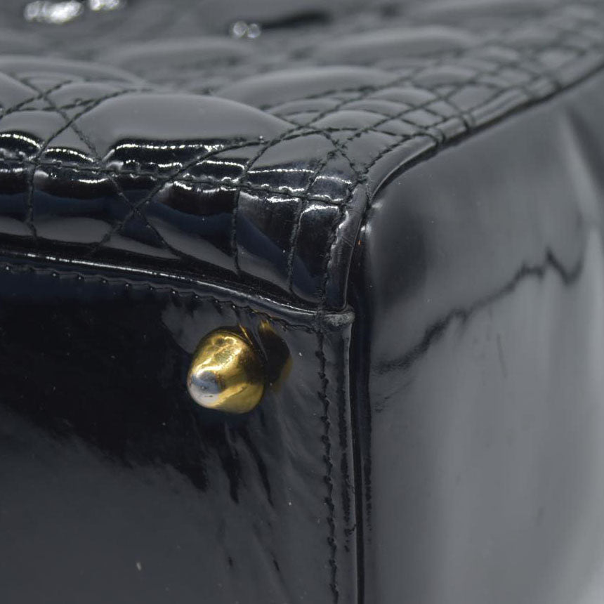 $6460 Christian Dior  Patent Cannage Large Lady Dior Black