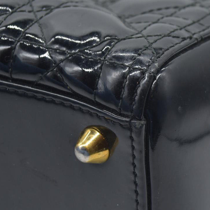 $6460 Christian Dior  Patent Cannage Large Lady Dior Black