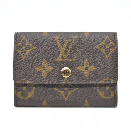 $430 Louis Vuitton Monogram Porte Monnaie Plat Coin Purse Wallet Brown