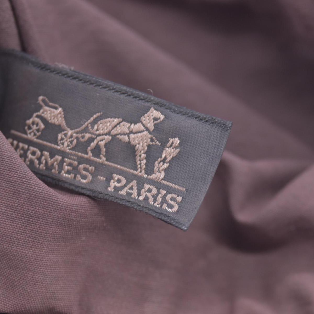 $520 HERMES Cotton Canvas Bolide MM Cosmetic Pouch Brown CONSIGNMENT 10021211