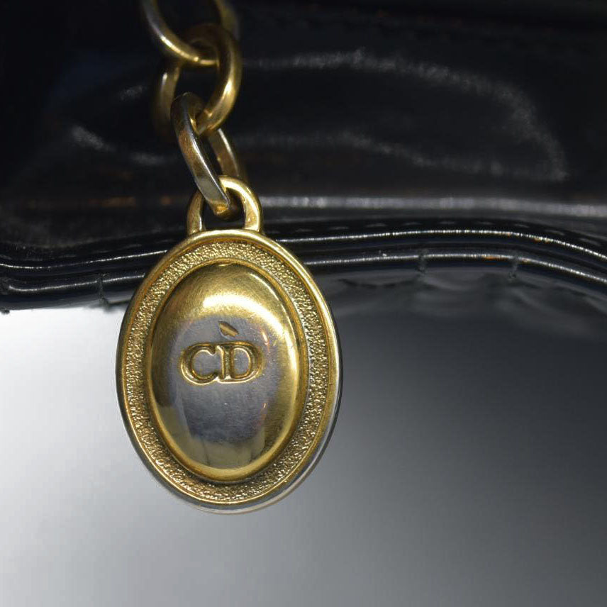 $6460 Christian Dior  Patent Cannage Large Lady Dior Black