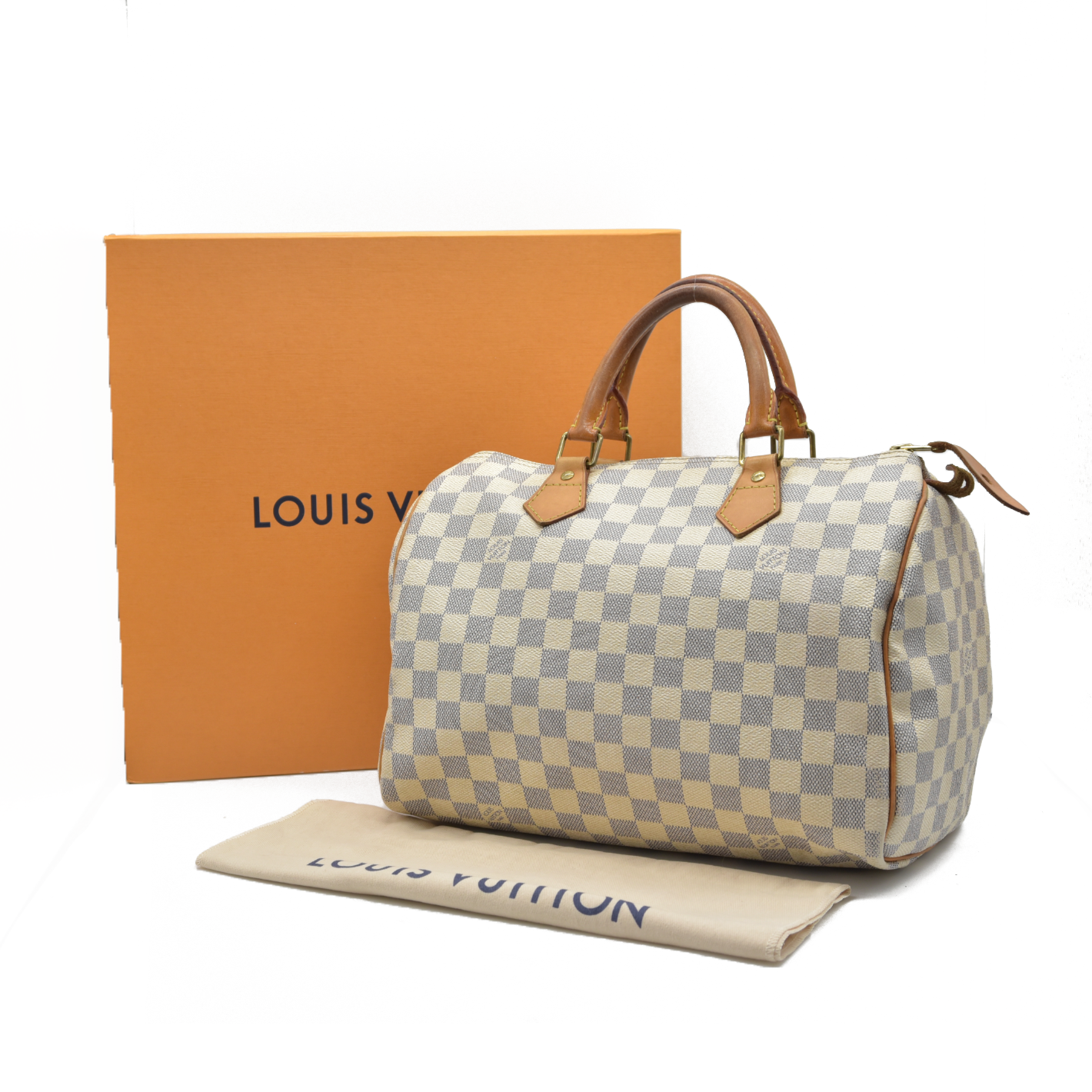 $1630 Louis Vuitton Damier Azur Speedy 30 DU4009