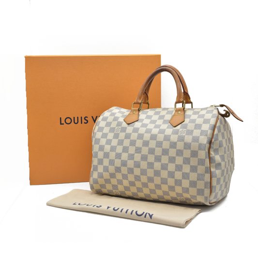 $1630 Louis Vuitton Damier Azur Speedy 30 DU4009