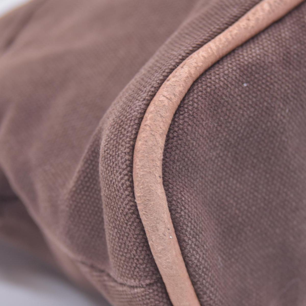 $520 HERMES Cotton Canvas Bolide MM Cosmetic Pouch Brown CONSIGNMENT 10021211