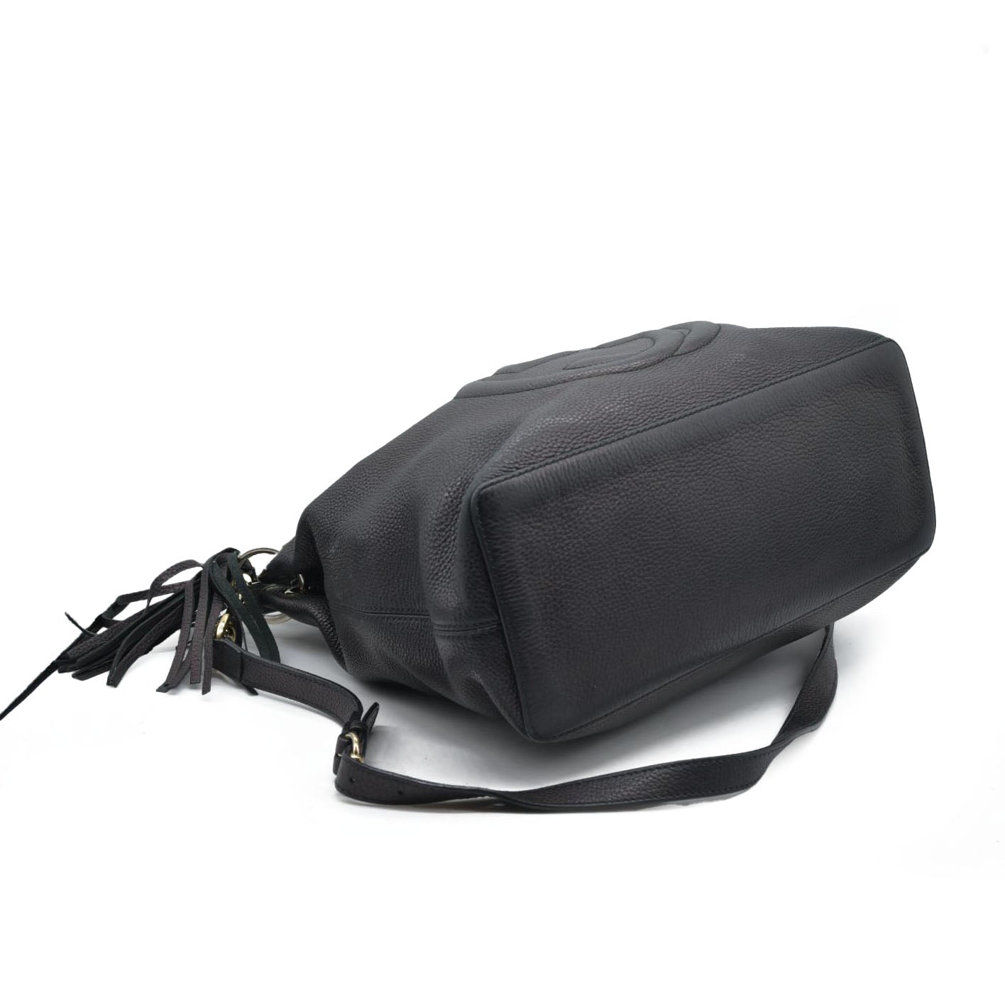 $1980 Gucci Pebbled Calfskin Large Soho Hobo Black GG