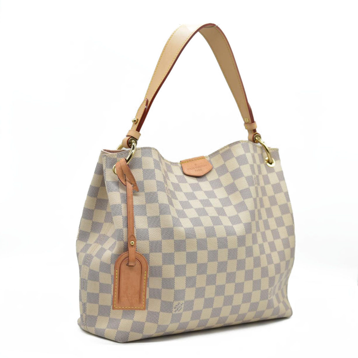 Louis Vuitton Graceful Mm Rose Ballerine White Damier Azur Canvas Tote