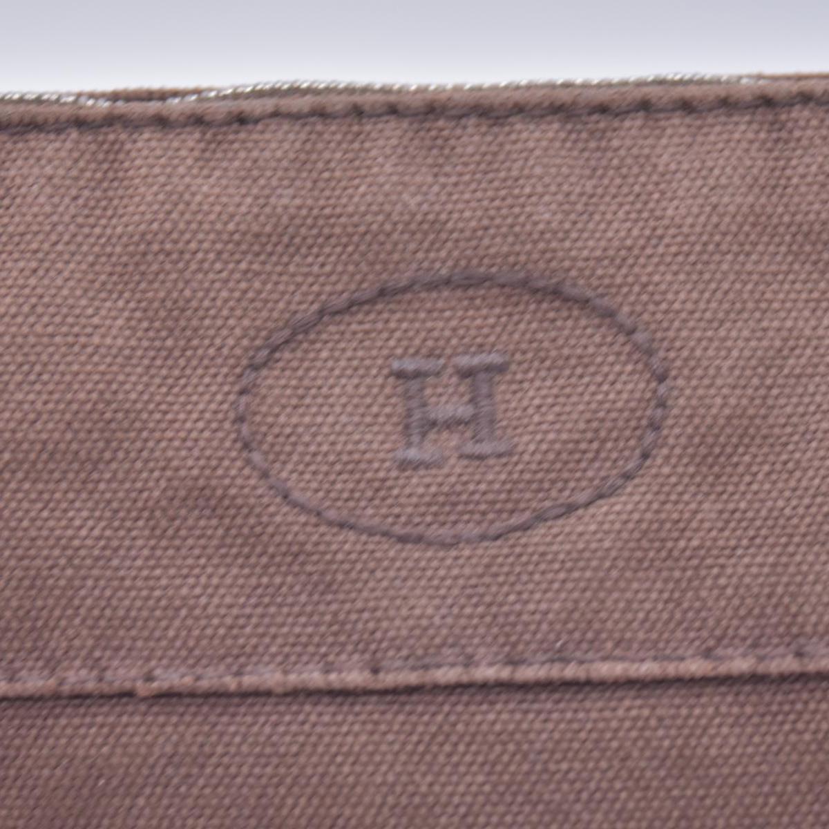 $520 HERMES Cotton Canvas Bolide MM Cosmetic Pouch Brown CONSIGNMENT 10021211