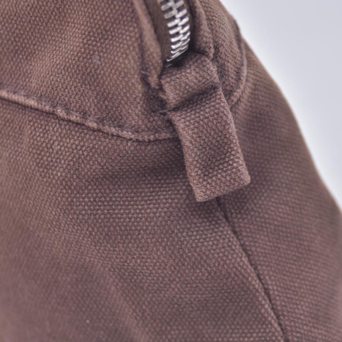 $520 HERMES Cotton Canvas Bolide MM Cosmetic Pouch Brown CONSIGNMENT 10021211