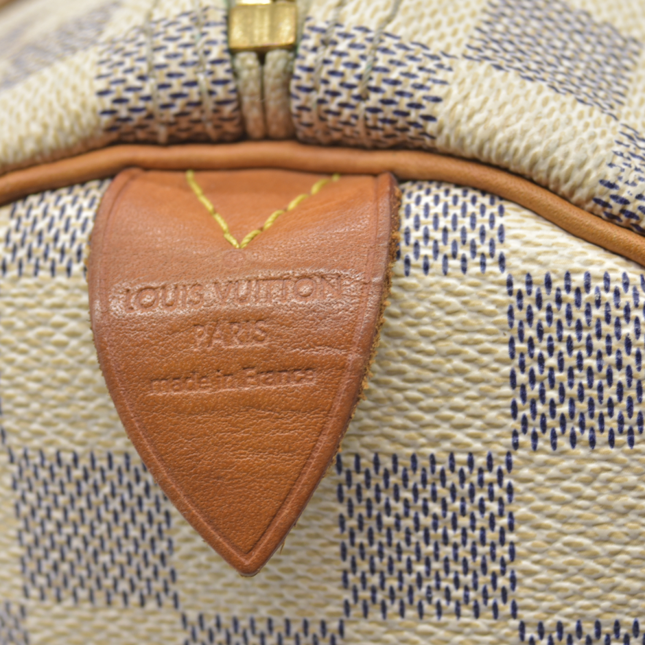 $1630 Louis Vuitton Damier Azur Speedy 30 DU4009