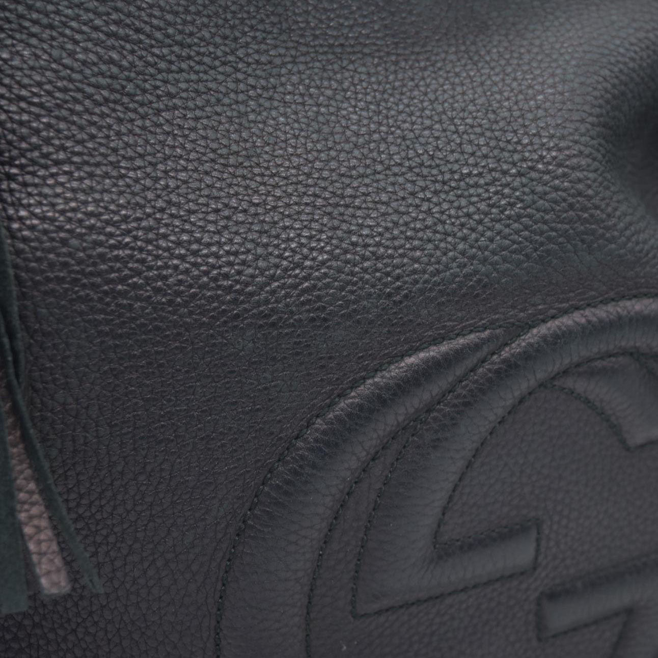 $1980 Gucci Pebbled Calfskin Large Soho Hobo Black GG