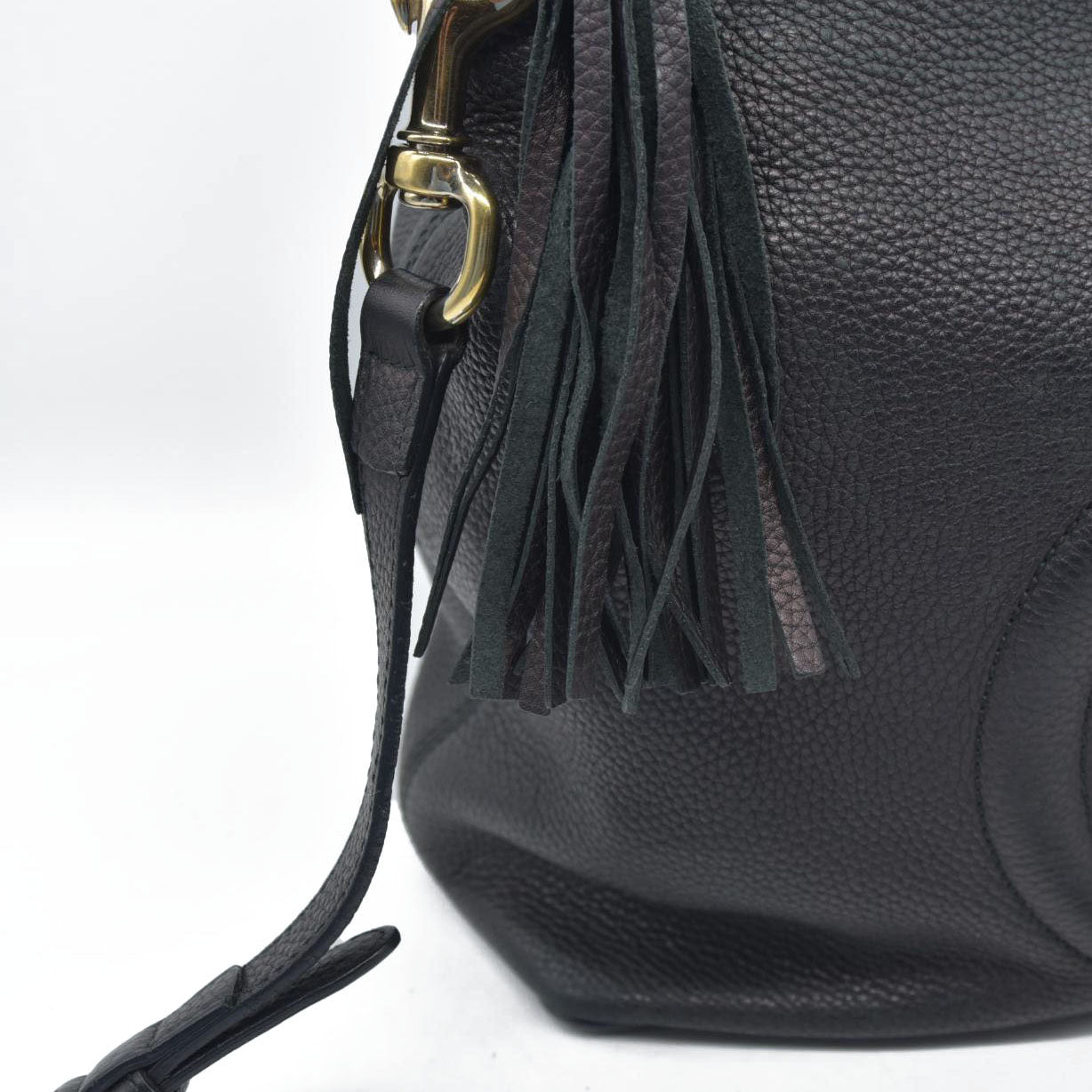 $1980 Gucci Pebbled Calfskin Large Soho Hobo Black GG