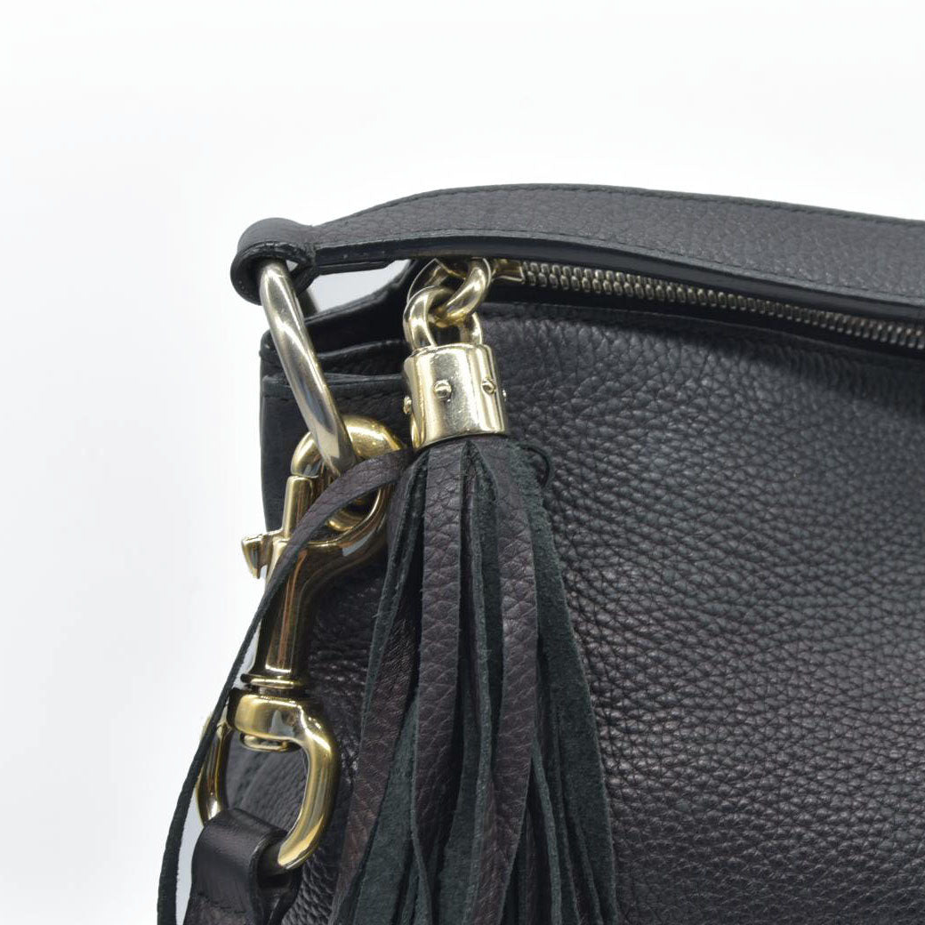 $1980 Gucci Pebbled Calfskin Large Soho Hobo Black GG