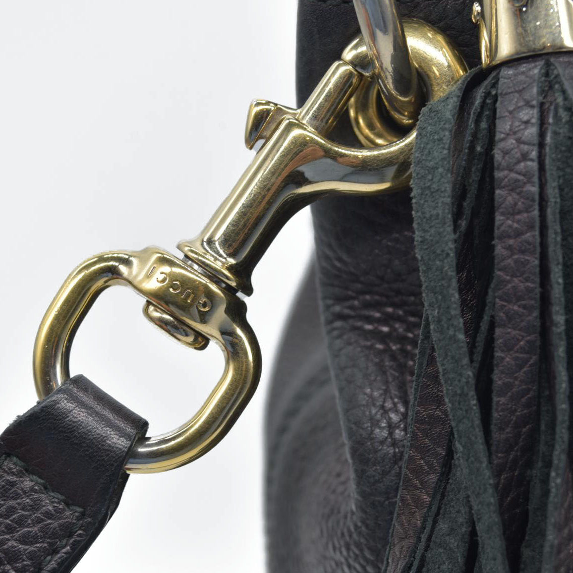 $1980 Gucci Pebbled Calfskin Large Soho Hobo Black GG