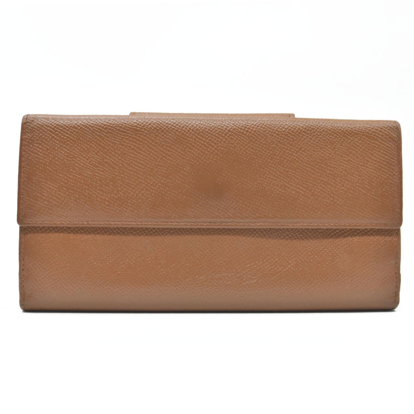 AUCTION $640 BVLGARI Classico Leather Long Bifold Wallet Brown