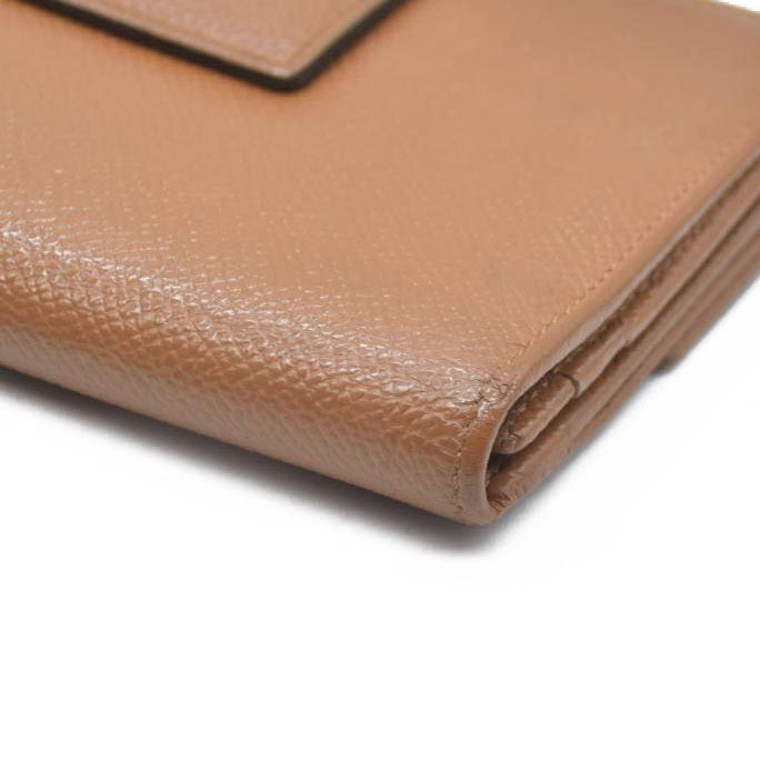 AUCTION $640 BVLGARI Classico Leather Long Bifold Wallet Brown