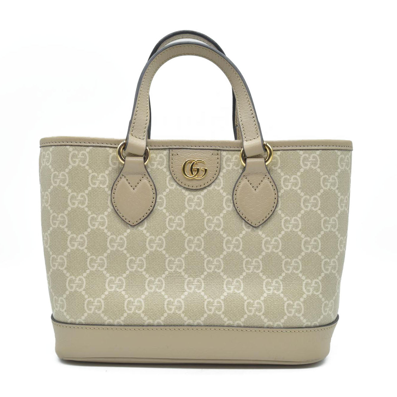 $1900 Gucci GG Supreme Monogram Textured Dollar Calfskin Mini Ophidia Shoulder Tote Bag Bag Beige Mystic White Oatmeal
