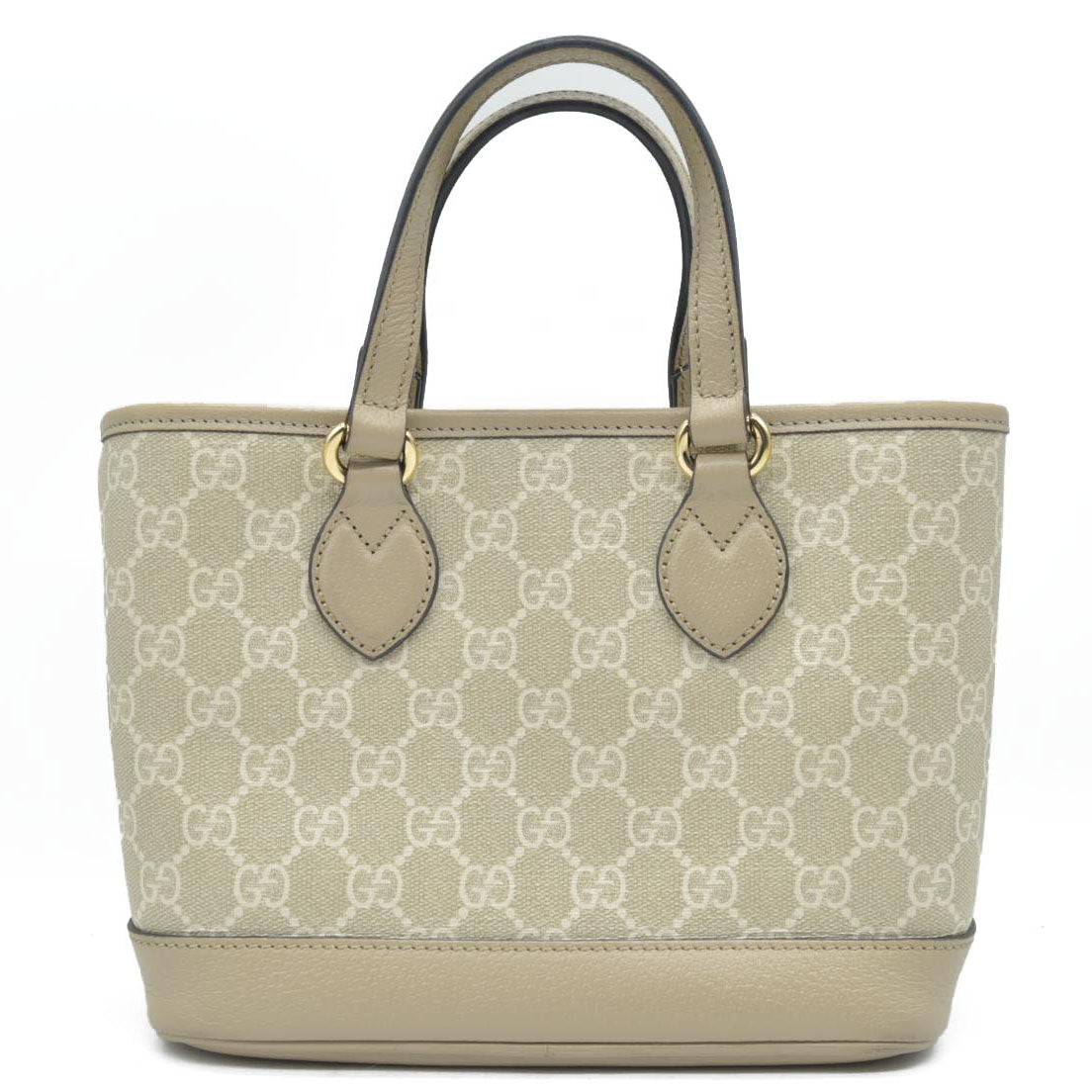 $1900 Gucci GG Supreme Monogram Textured Dollar Calfskin Mini Ophidia Shoulder Tote Bag Bag Beige Mystic White Oatmeal
